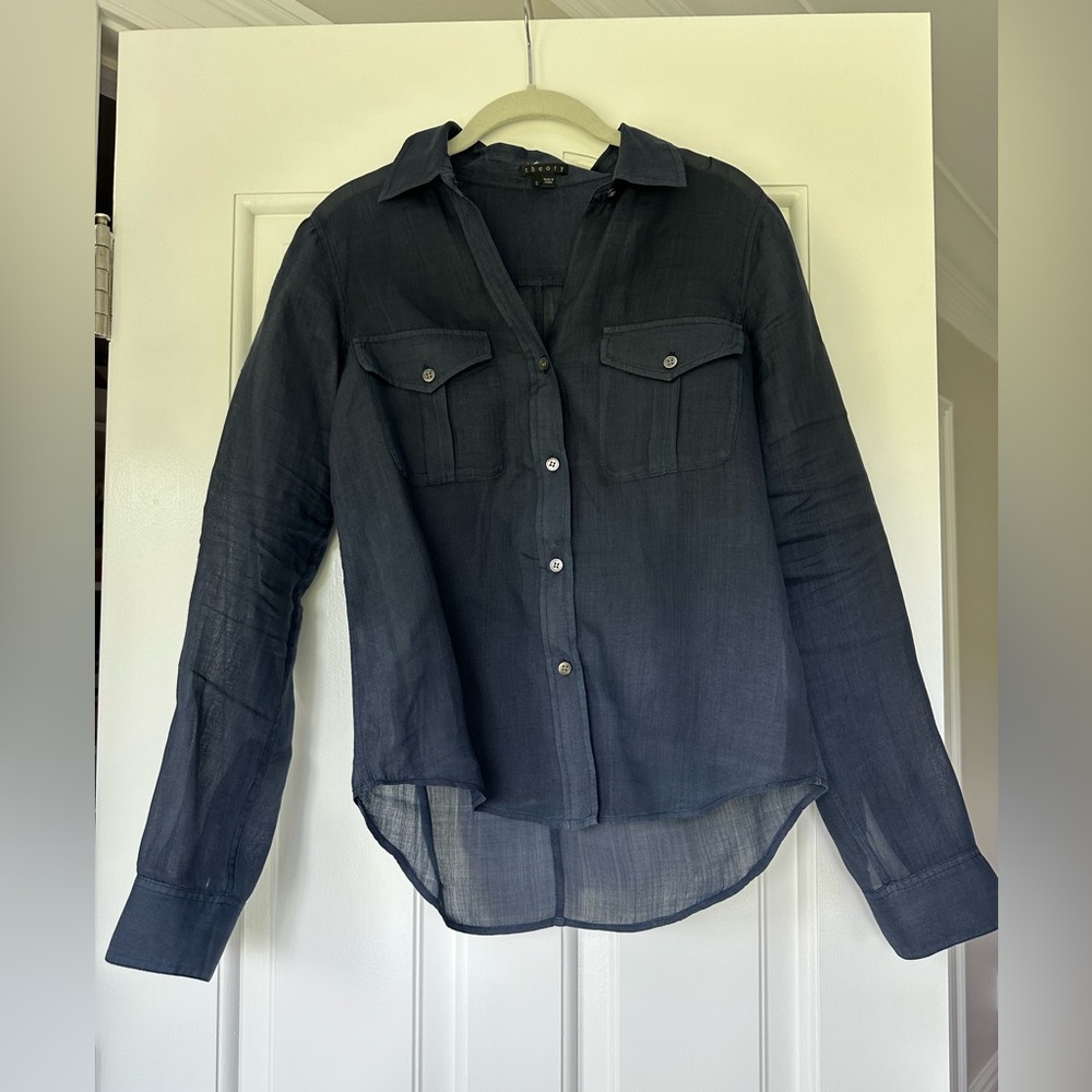 Theory Navy Button-Up Shirt